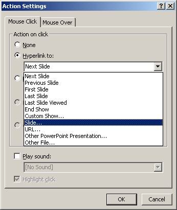 Power Point Action Settings Hyperlink