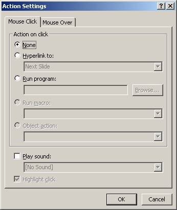 Power Point Action Settings