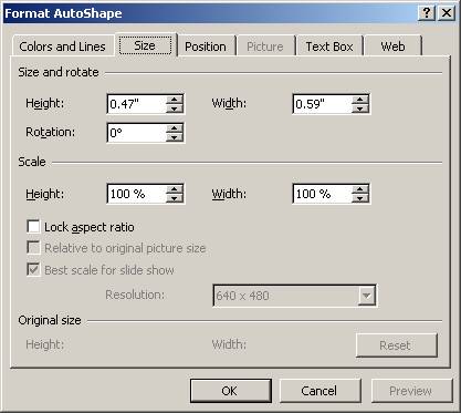 Format AutoShapes Size