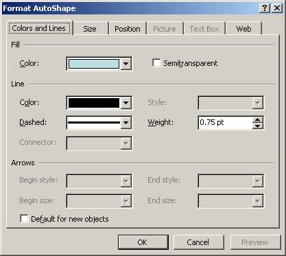 Power Point AutoShapes Colors and Lines
